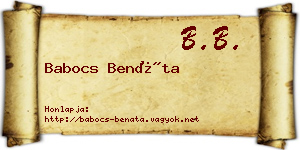 Babocs Benáta névjegykártya